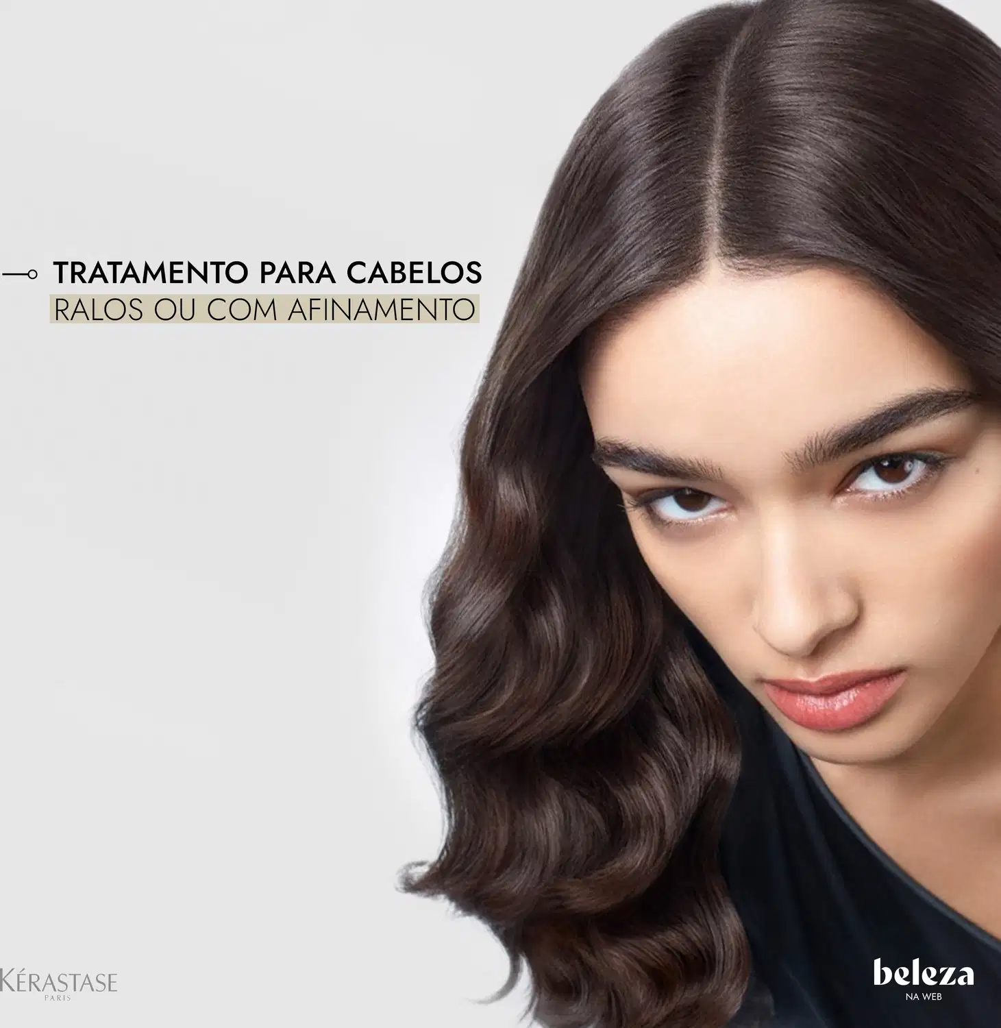 Dois produtos da marca Kérastase Paris: um frasco de shampoo Bain Densite de 250ml e um pote de máscara Densifique de 200g, ambos com embalagens brancas e detalhes em prata.