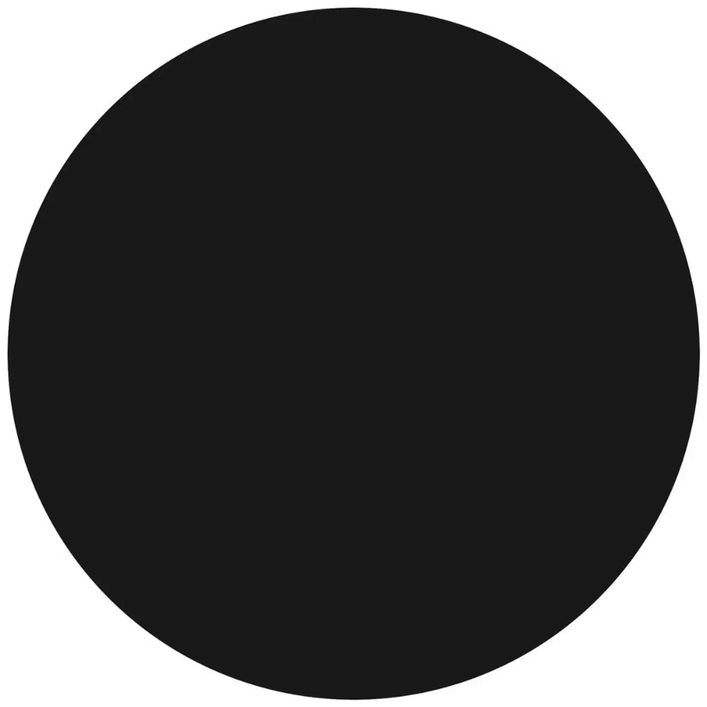 A imagem mostra um círculo perfeitamente preto sobre um fundo branco.