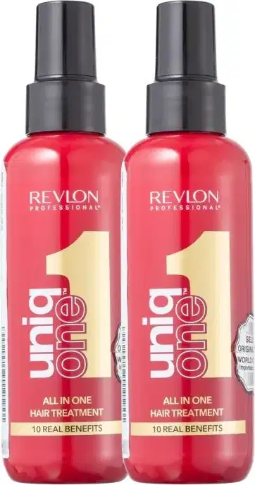 Kit com duas unidades de leave-ins Uniq One, da marca Revlon Professional.