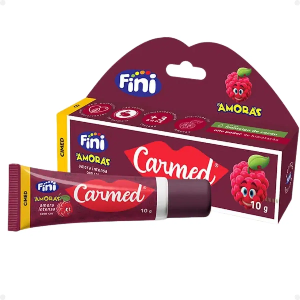 Caixa do Hidratante Labial Cimed Carmed Fini Amoras Intensa 10g