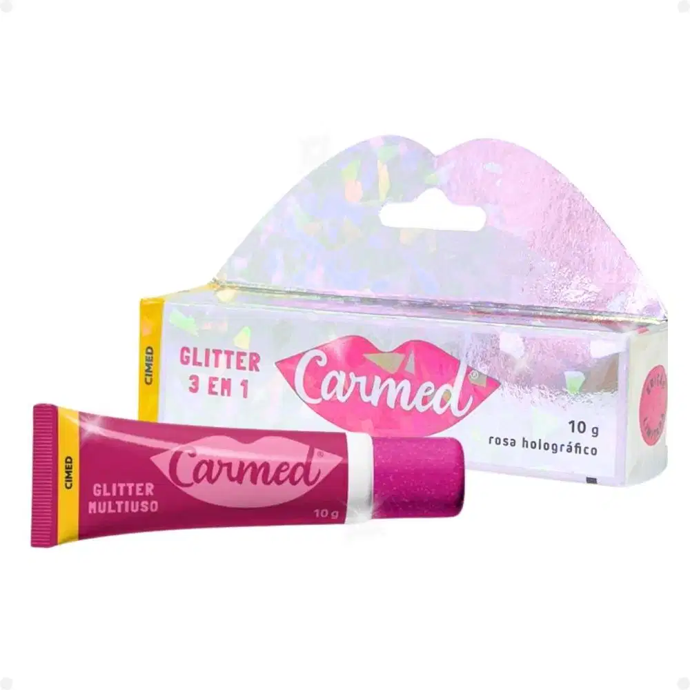 Hidratante Labial Cimed Carmed Glitter 3 em 1, 10g.
