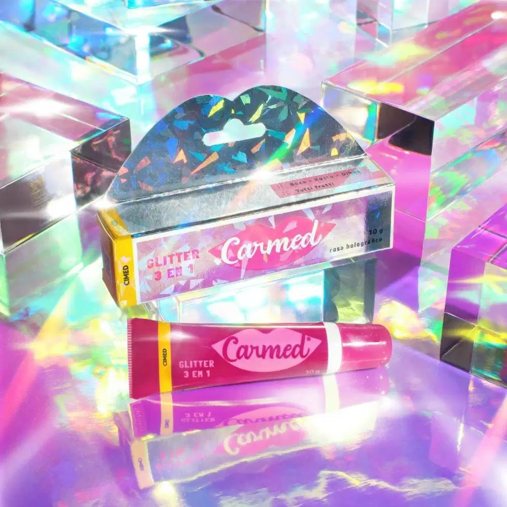 Hidratante Labial Cimed Carmed Glitter 3 em 1, 10g.