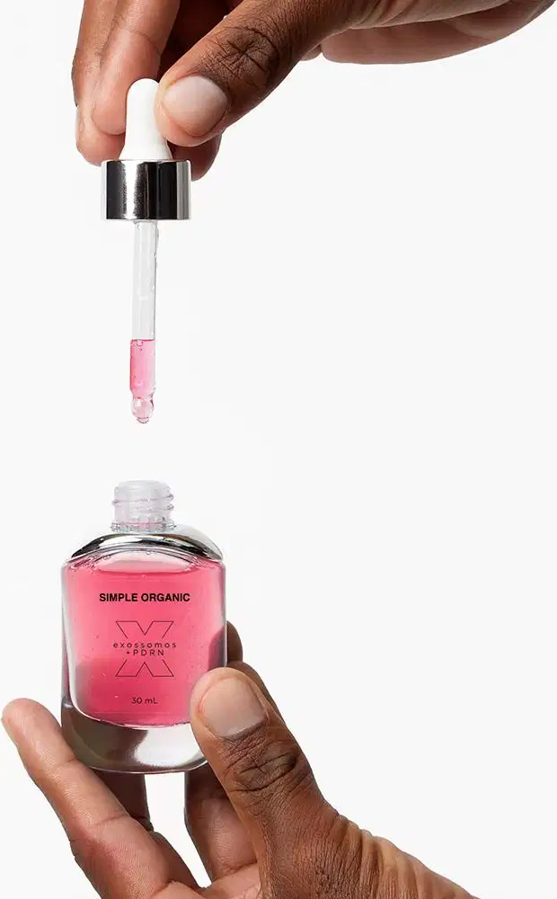 Sérum Facial Simple Organic Solução Exossomos + PDRN + Peptídeos, 30ml.