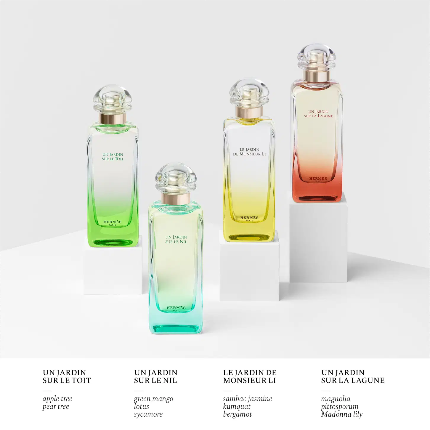 Linha de quatro perfumes de Hermès.