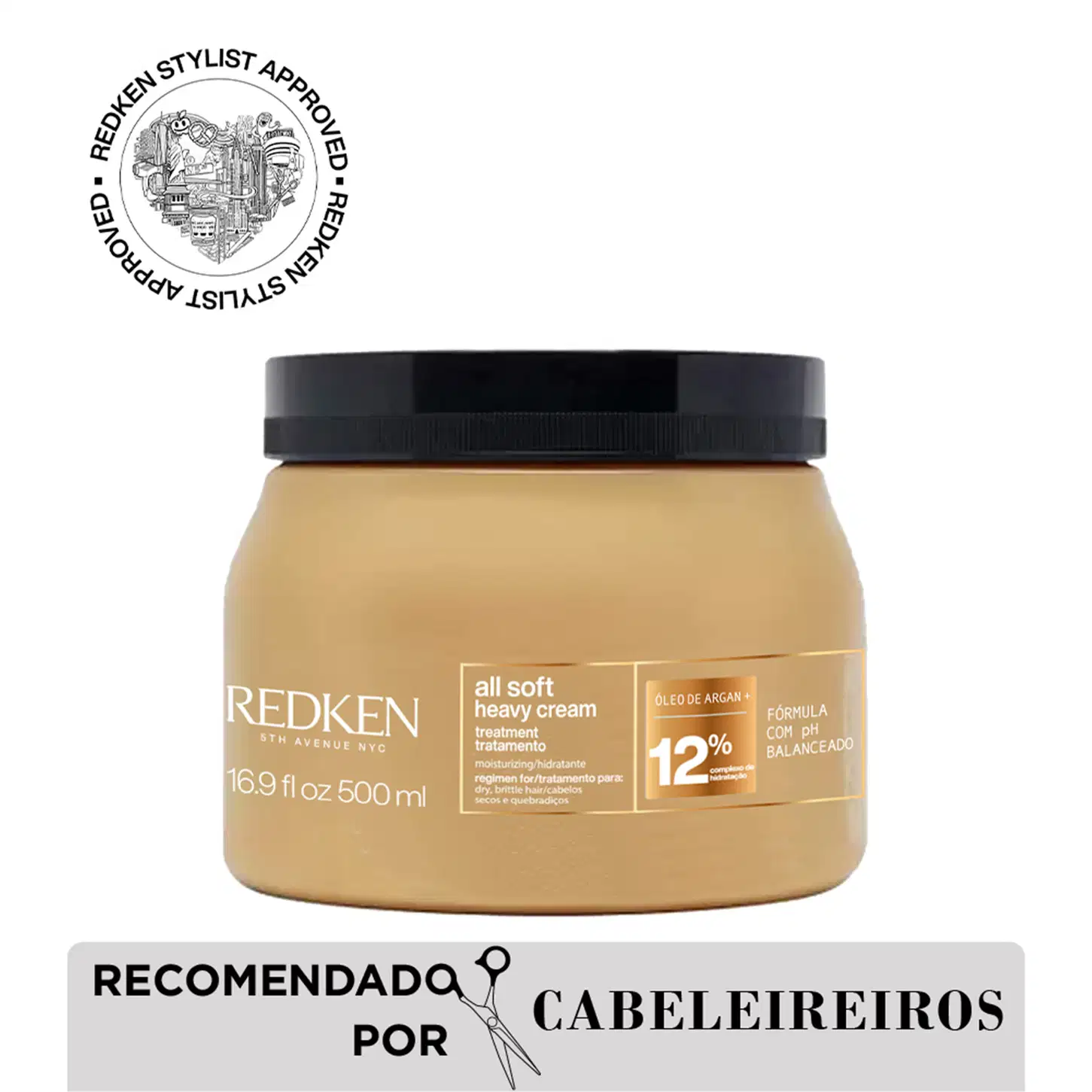 Máscara de Tratamento Capilar Redken All Soft Heavy Cream, recomendada por cabeleireiros