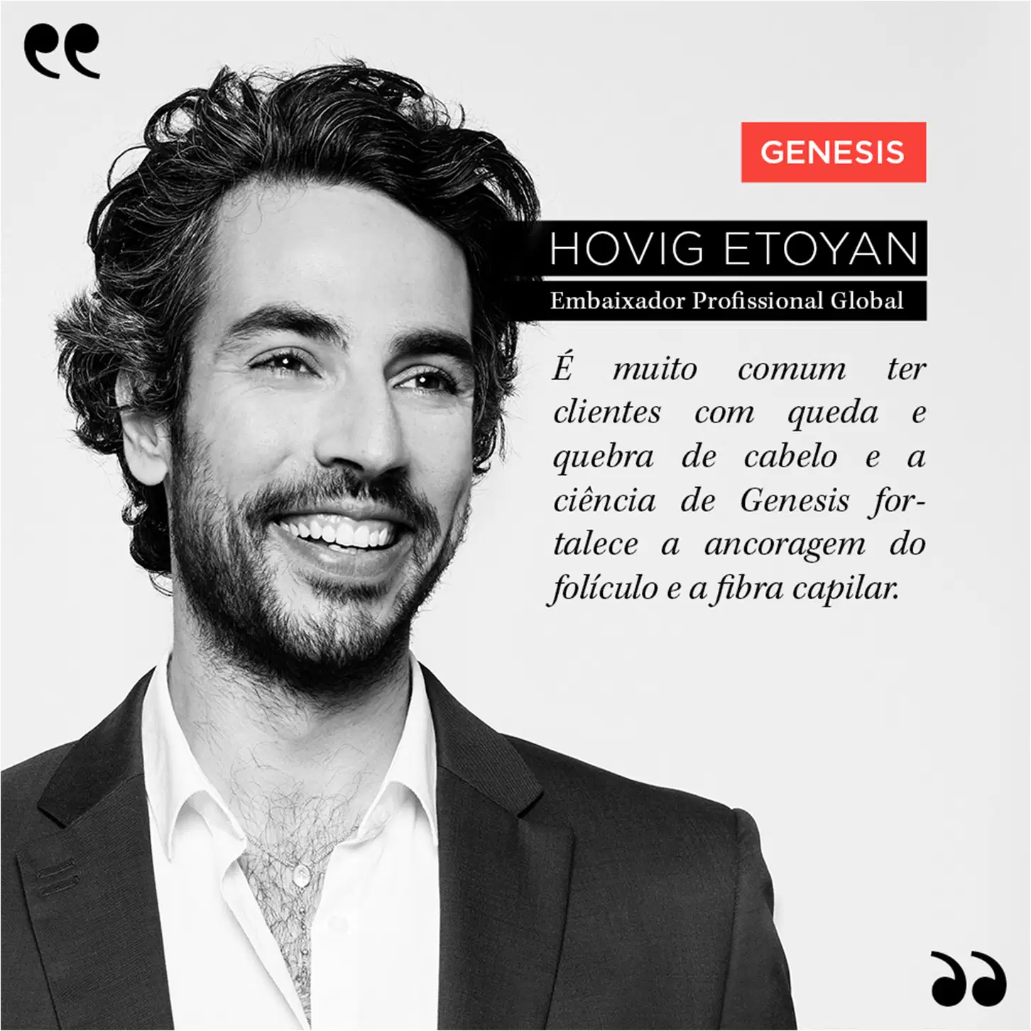 É muito comum ter clientes com queda e quebra de cabelo e a ciência da Genesis fortalece a ancoragem do folículo e a fibra capilar.