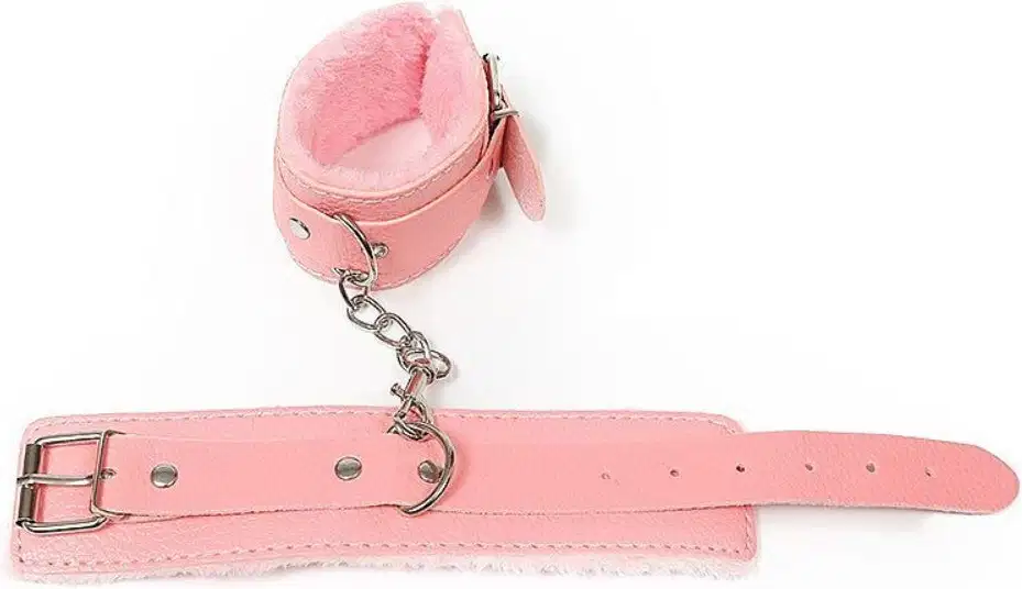 Algema Sexy Import Couro com Pelúcia Aveludada Rosa, 1 produto.