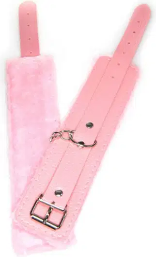 Algema Sexy Import Couro com Pelúcia Aveludada Rosa, 1 produto.