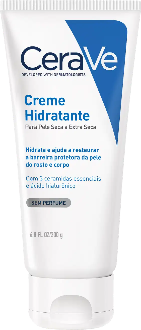 A imagem mostra o Creme Hidratante CeraVe Pele Seca a Extra Seca.