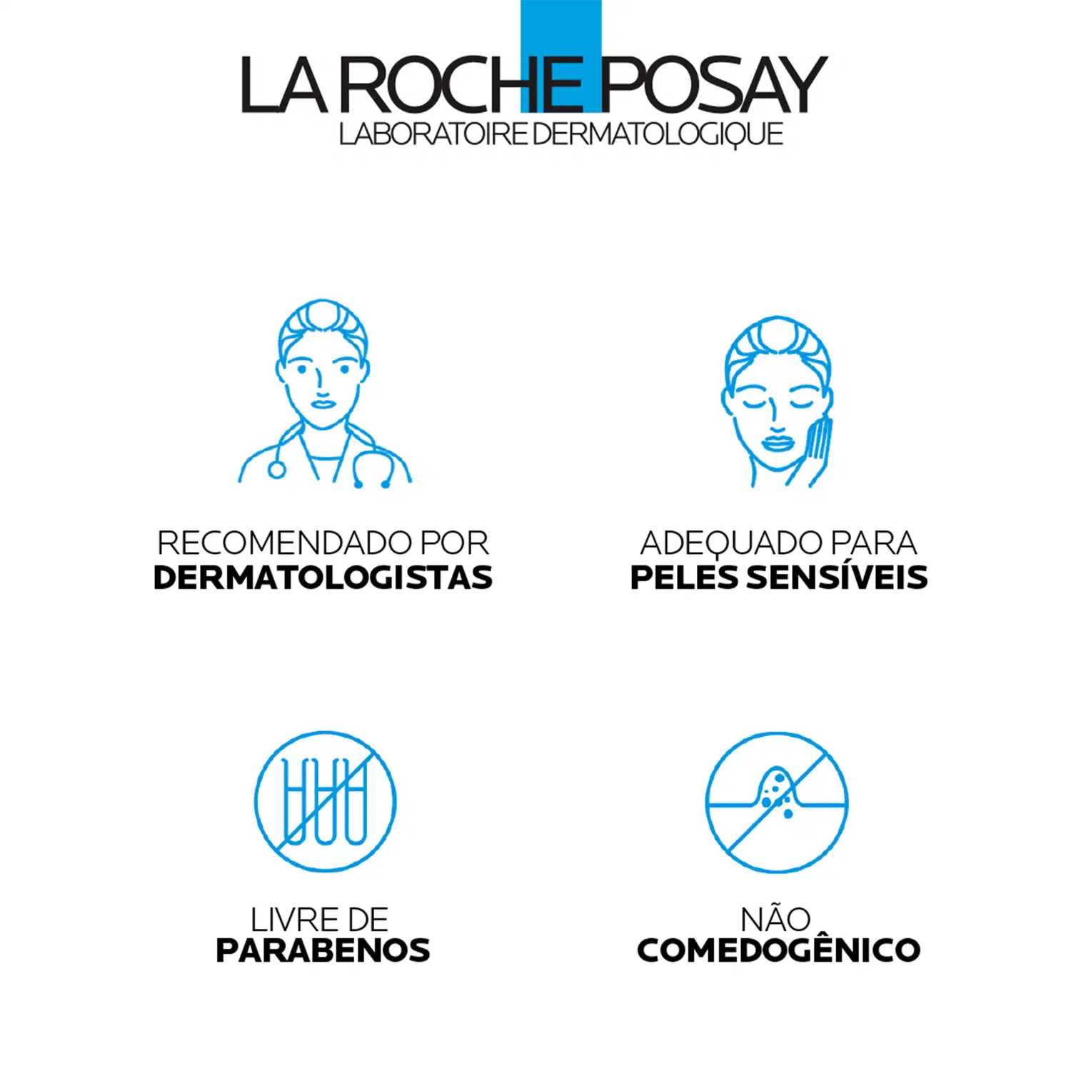 Recomendado por dermatologistas, adequado para peles sensíveis, livre de parabenos e não comedogênico.