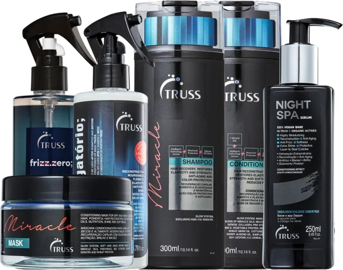 Kit TRUSS Miracle Power Care, 6 produtos.