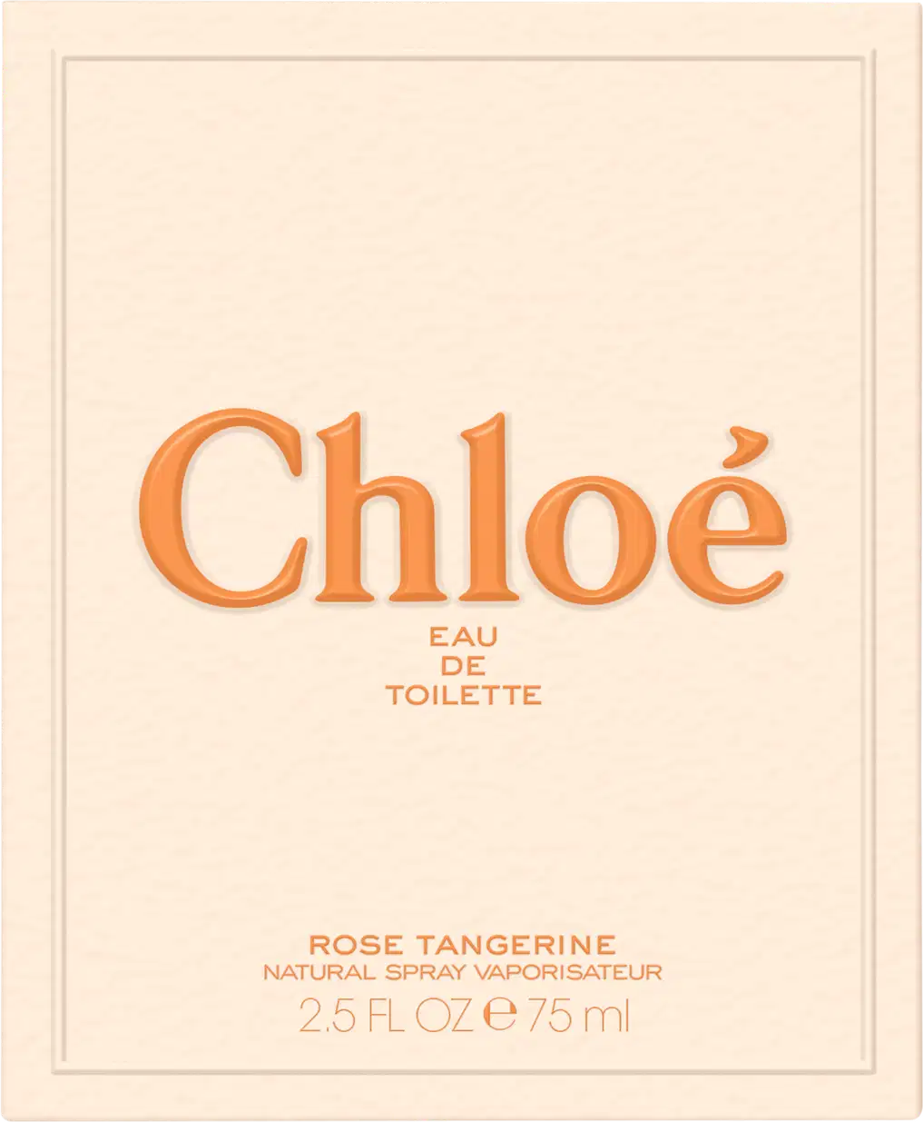 Frasco de perfume Chloé com tampa prateada e laço laranja, em embalagem de vidro com listras verticais, exibindo o nome da marca em destaque.