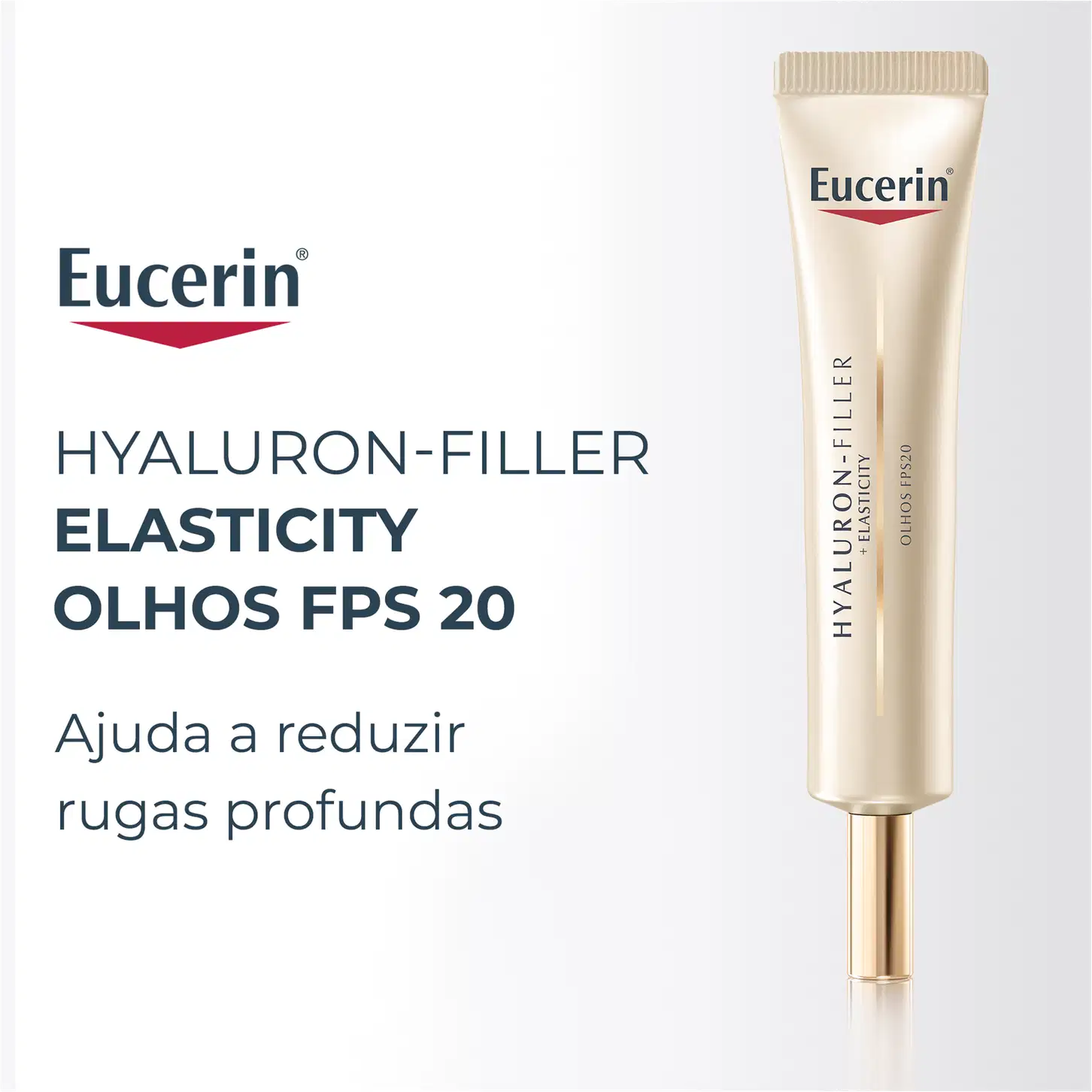 Tubo de creme Eucerin Hyaluron-Filler Elasticity com FPS 20, que ajuda a reduzir rugas profundas.