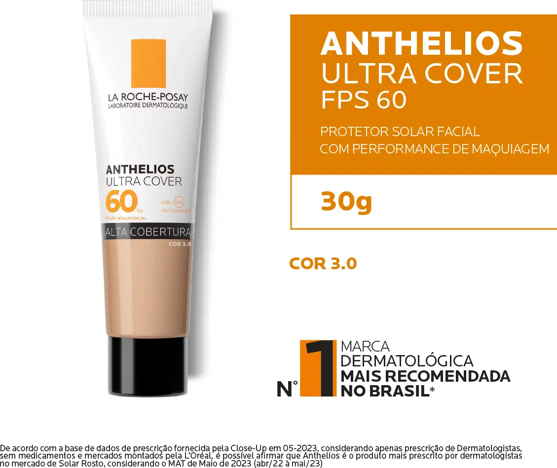 ANTHELIOS ULTRA COVER FPS 60
PROTETOR SOLAR FACIAL COM PERFORMANCE DE MAQUIAGEM
30g
COR 3.0
MARCA DERMATOLOGICA MAIS RECOMENDADA NO BRASIL*