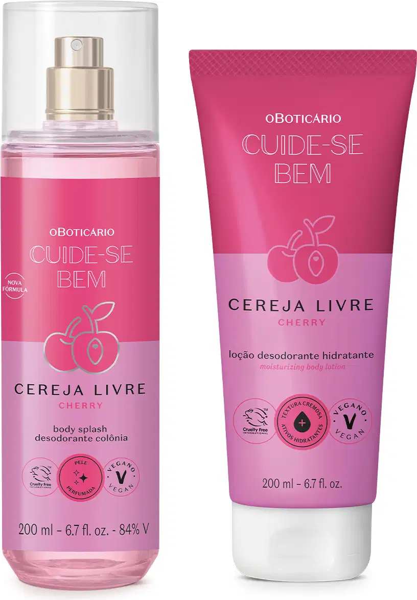 Combo Cereja Livre: Body Splash 200ml + Loção Corporal 200ml | O