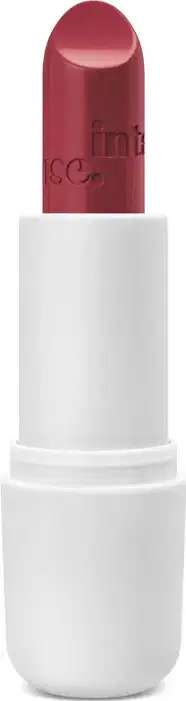 Batom cremoso na cor vermelha 340 da marca Intense em tubo branco.