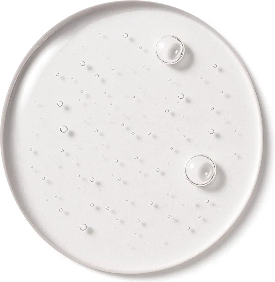 Imagem de textura com pequenas bolhas dispersas uniformemente por toda a superfície, criando um efeito visual sutil e elegante. A cor predominante é um branco translúcido, dando uma aparência limpa e refinada ao produto.