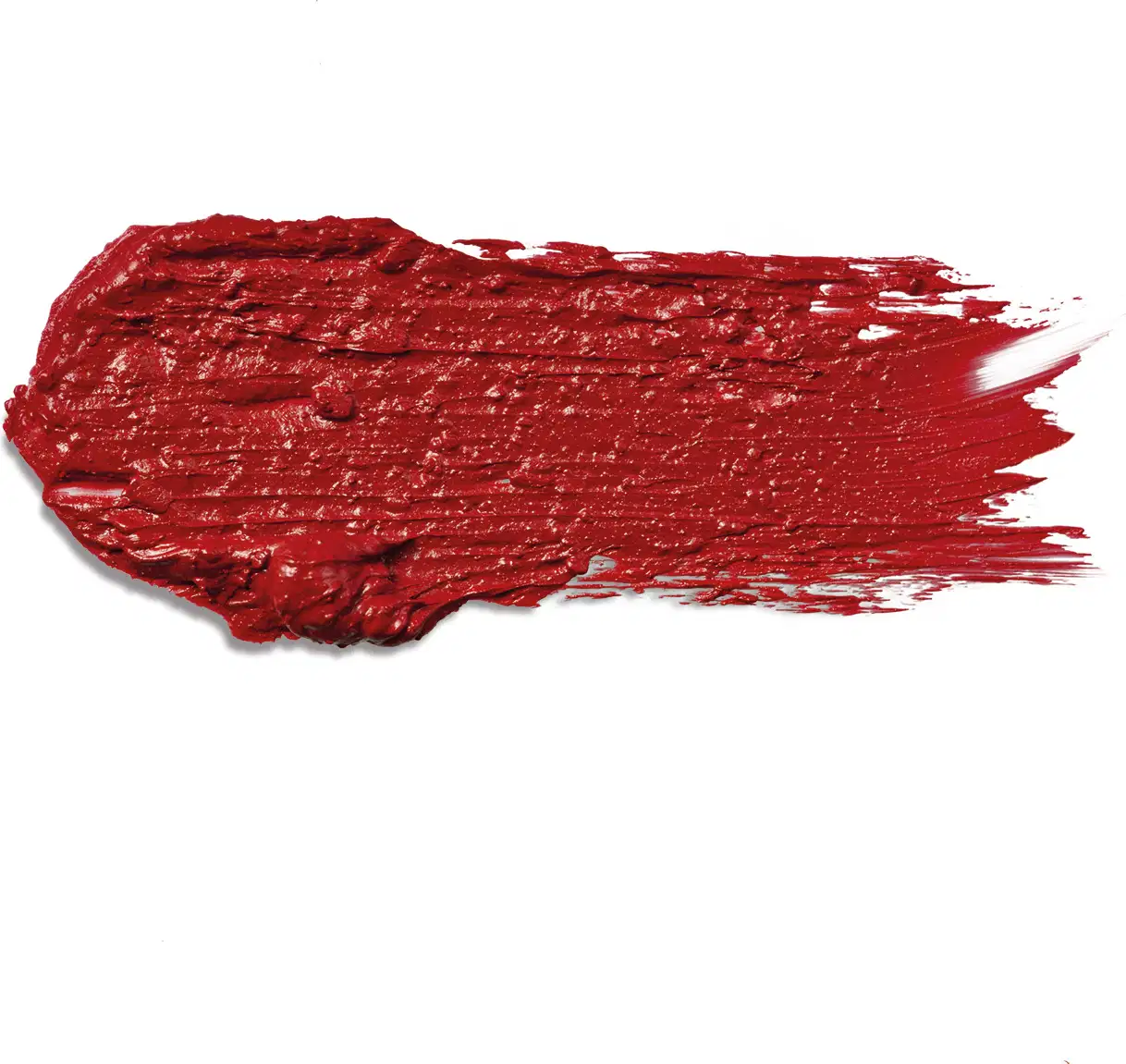 textura do batom vermelho precioso. tom vibrante, vivaz e textura robusta e cremosa espalhada por uma superfície branca.