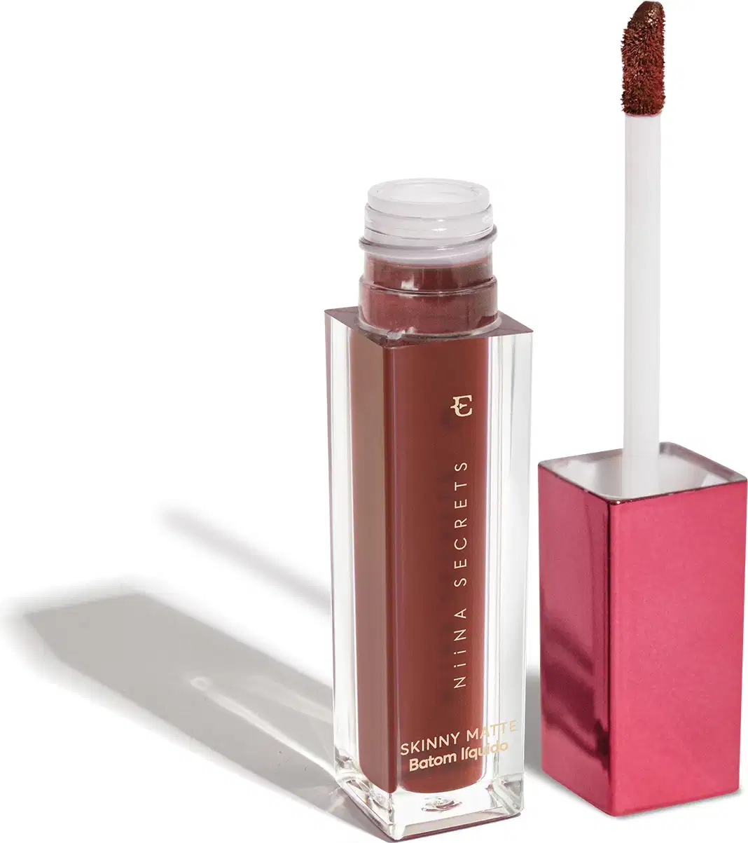 Batom Líquido Eudora Niina Secrets Skinny Matte Castanho Begônia, 5ml.