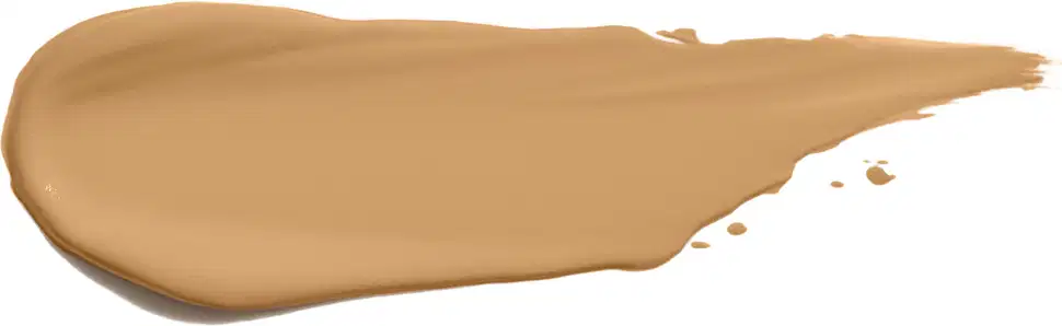 Amostra de corretivo líquido em tom bege médio com acabamento mate e textura uniforme sobre superfície branca.