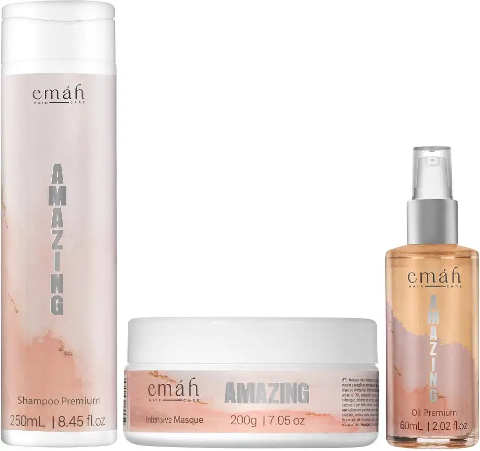 Kit Emáh Hair Care Amazing Trio Care, 3 produtos.