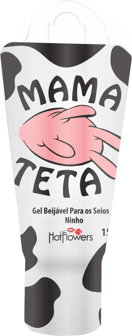 A imagem mostra o Gel Beijável para Seios Mama Teta sabor Ninho da marca HotFlowers.