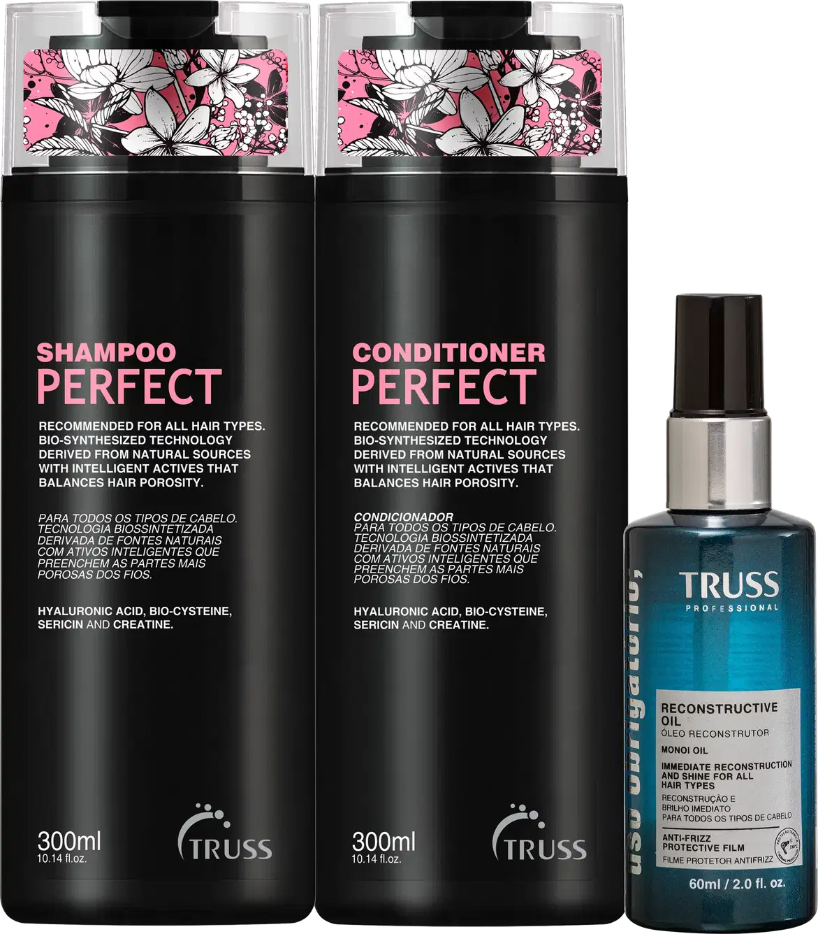 Kit TRUSS Perfect + Uso Obrigatório Oil Trio, 3 produtos.