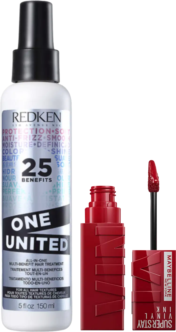 Kit Beleza na Web Redken One United + Maybelline Superstay Vinyl Ink Lippy, 2 produtos.