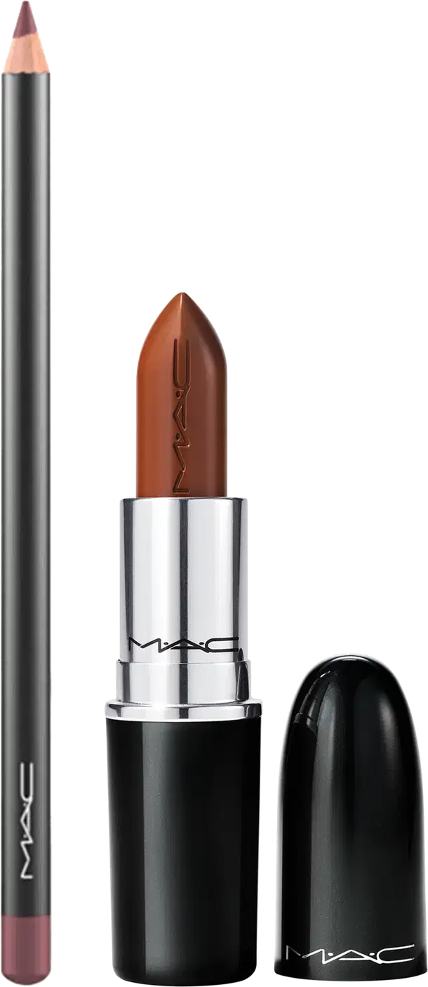 Kit M·A·C Lustreglass Can't Dull My Shine + Lip Pencil Plum, 2 produtos.