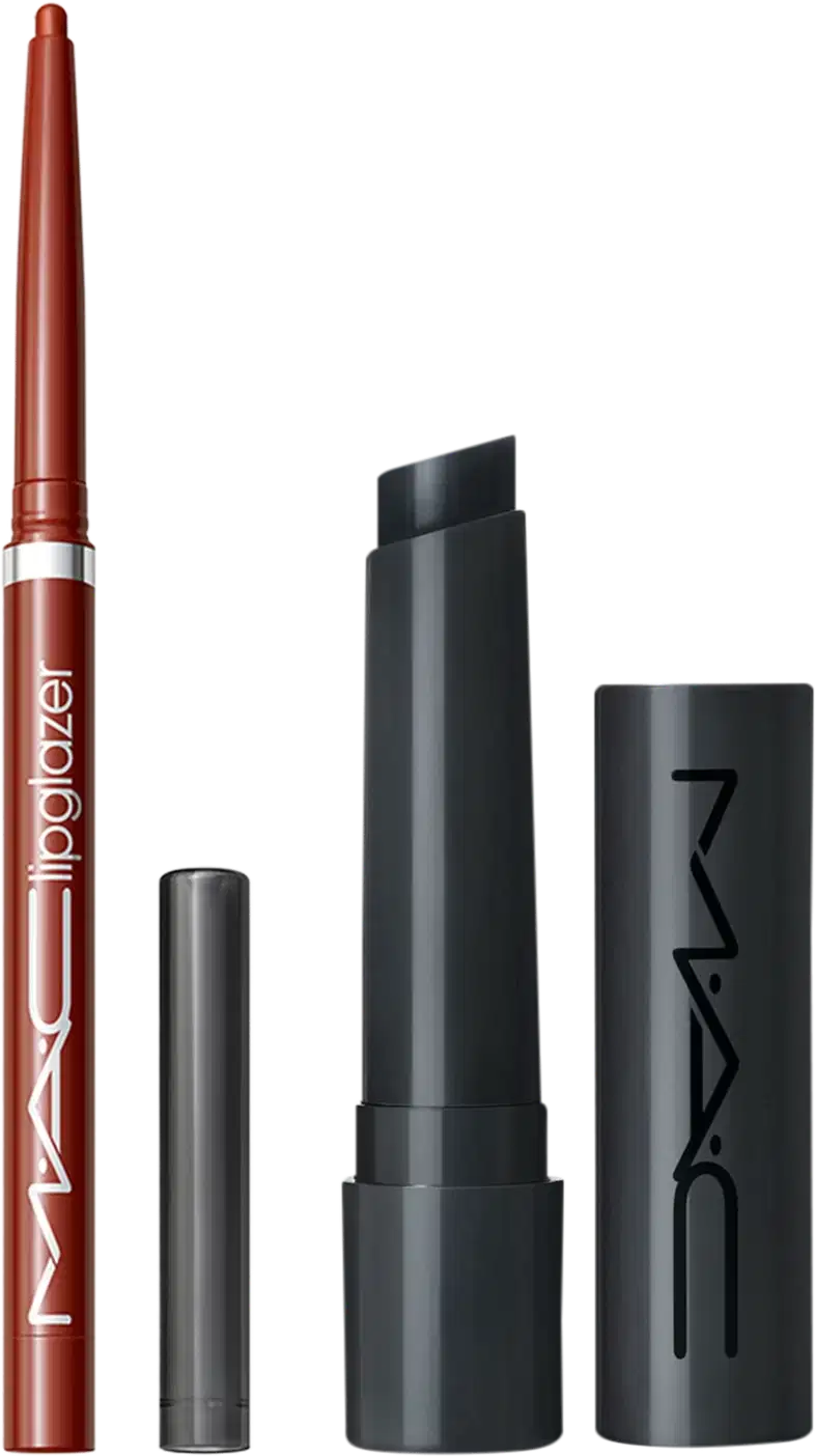 Kit M·A·C Squirt Jet + Lipglazer Glossy Liner Lady Danger, 2 produtos.