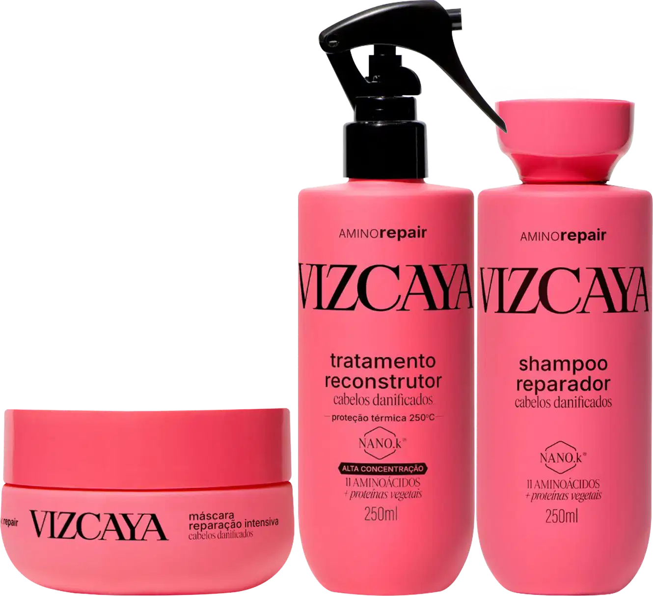 Kit Vizcaya Amino Repair Trio Care, 3 produtos.