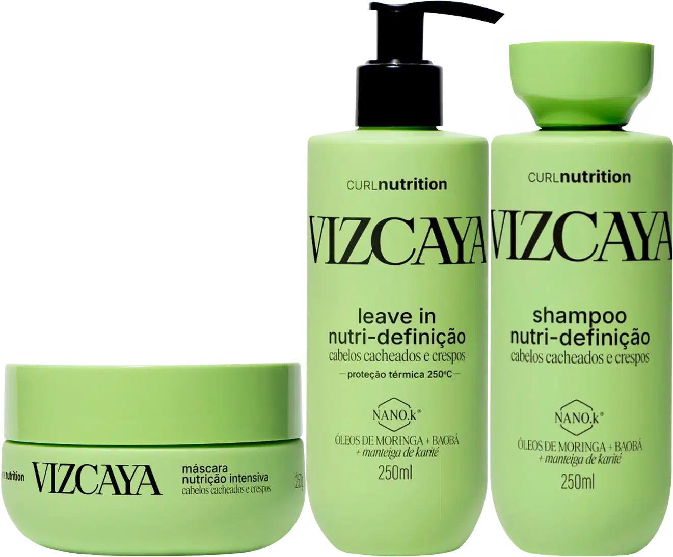 Kit Vizcaya Curl Nutrition Trio Care, 3 produtos.