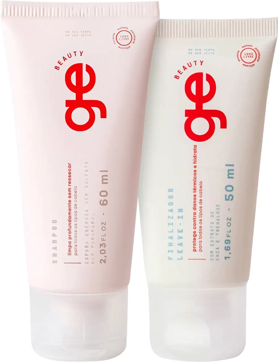 Kit GE Beauty Travel Size Shampoo & Leave-In Duo, 2 produtos.
