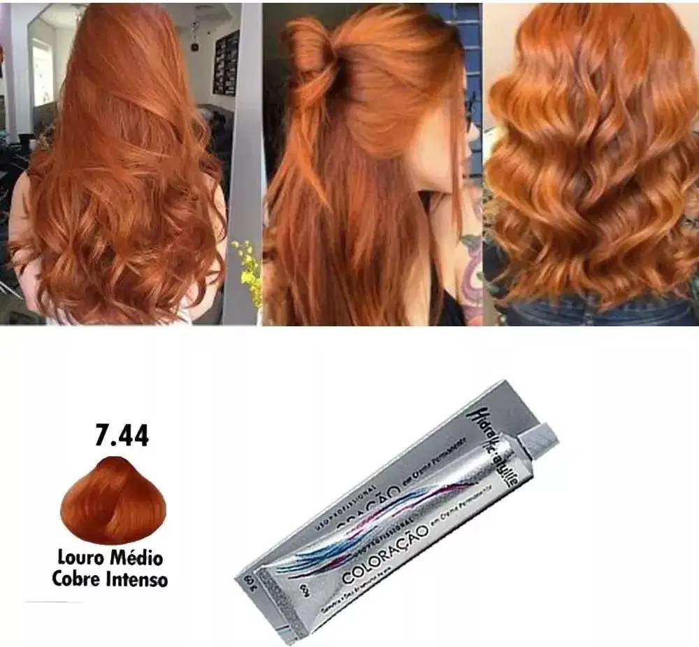 Coloração Permanente Mairibel Hidraty 7.44 Louro Médio Cobre Intenso, 60g.