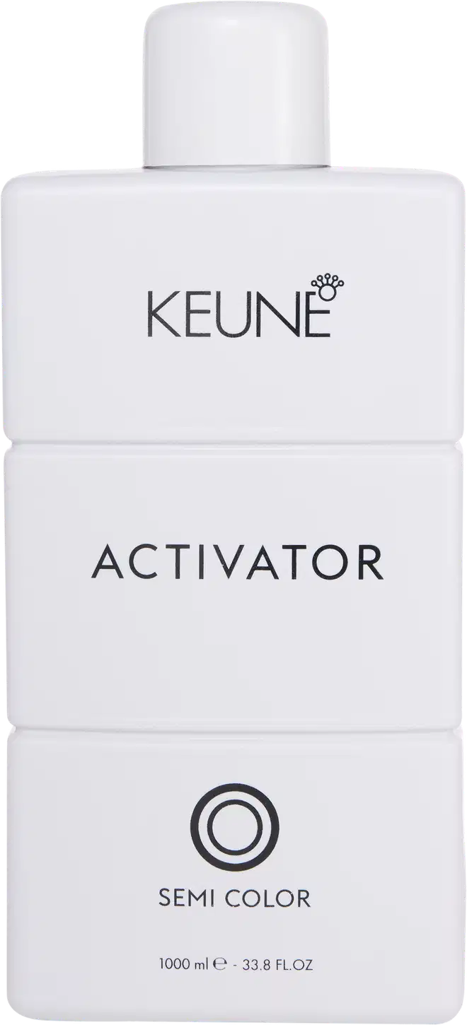 Frasco branco da linha Activator da marca Keune Semi Color, com rótulo em preto e branco indicando o nome do produto.