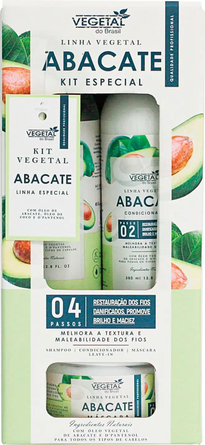 Kit Vegetal do Brasil Linha Vegetal Abacate Quarteto, 4 produtos.