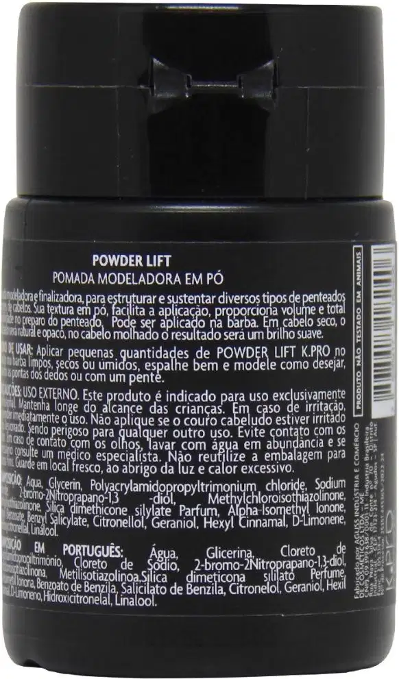 A imagem mostra a embalagem de costas.
