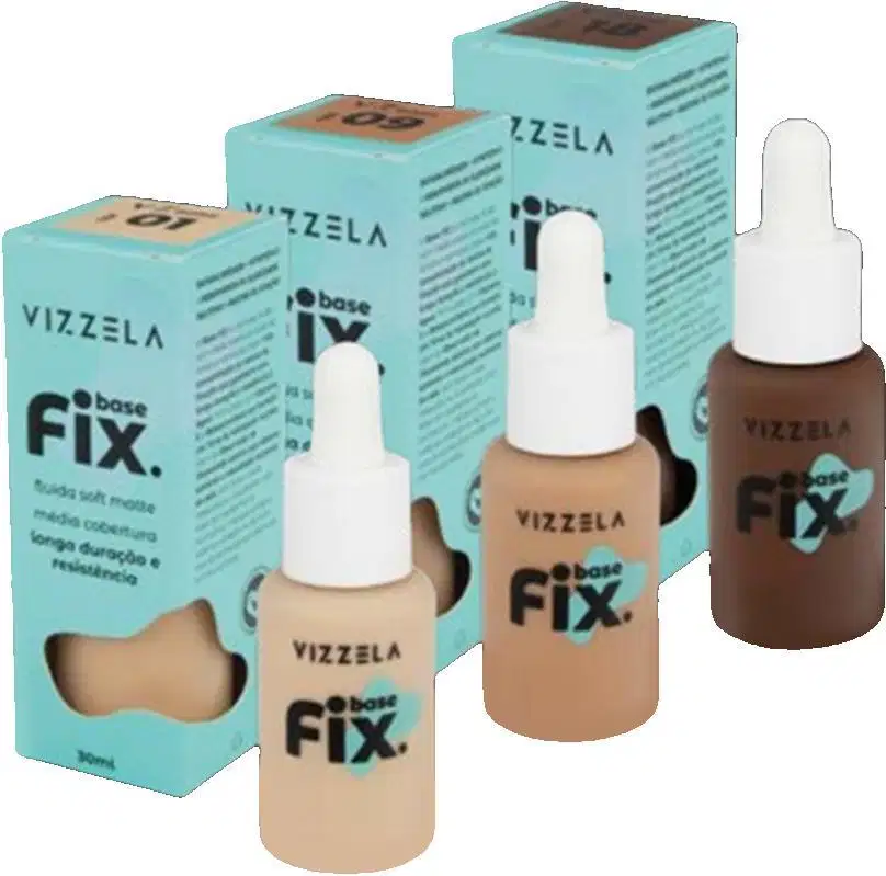 Base Líquida Vizzela Cosméticos Fix Cor 6, 30ml.