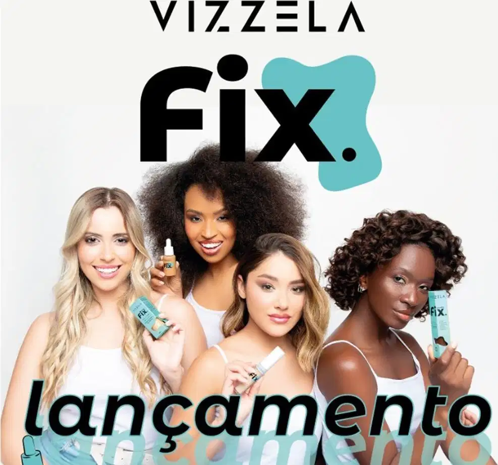 Base Líquida Vizzela Cosméticos Fix Cor 6, 30ml.