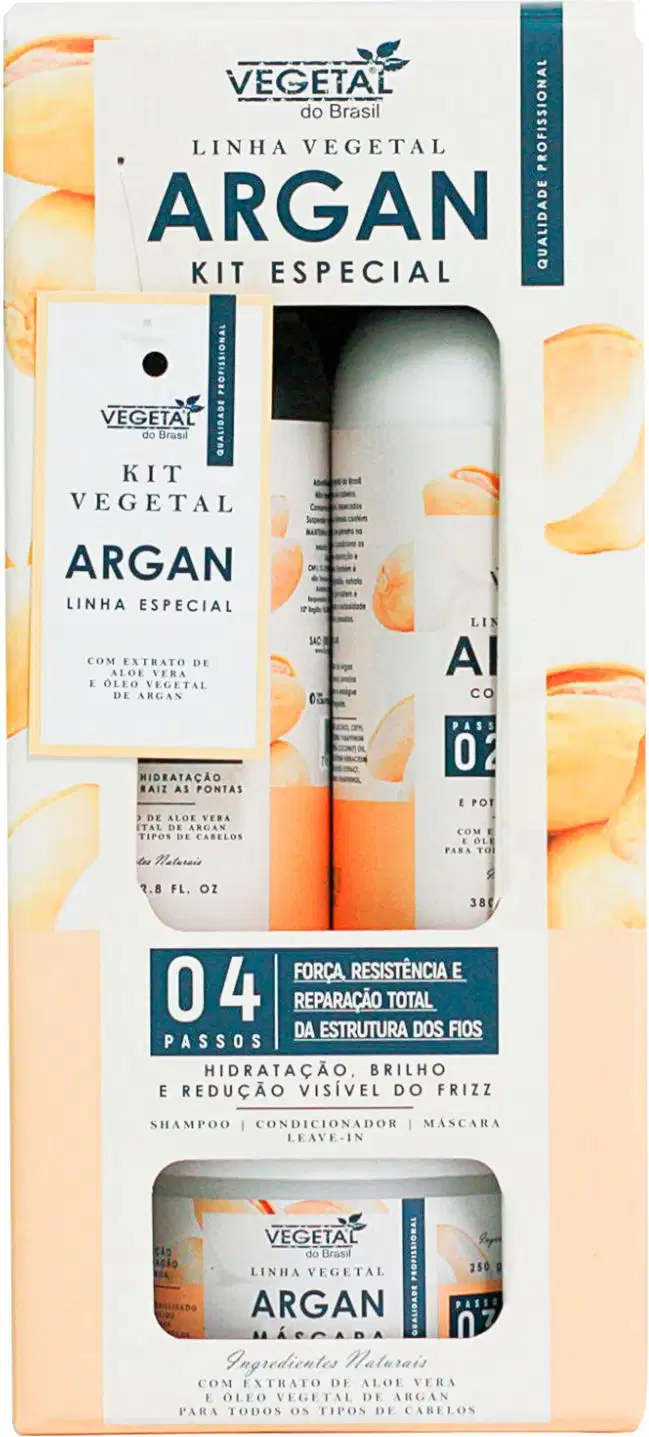 Kit Vegetal do Brasil Linha Vegetal Argan Quarteto, 4 produtos.