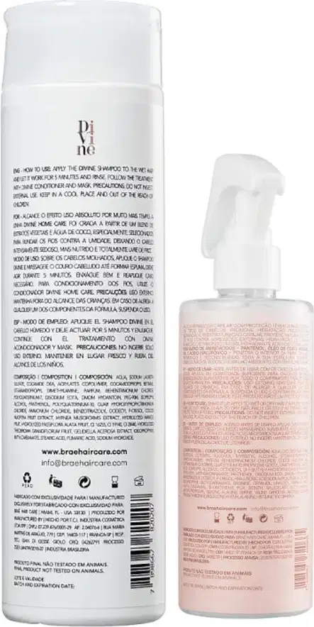 Verso dos produtos com letras miúdas contendo informações sobre formulação e uso.