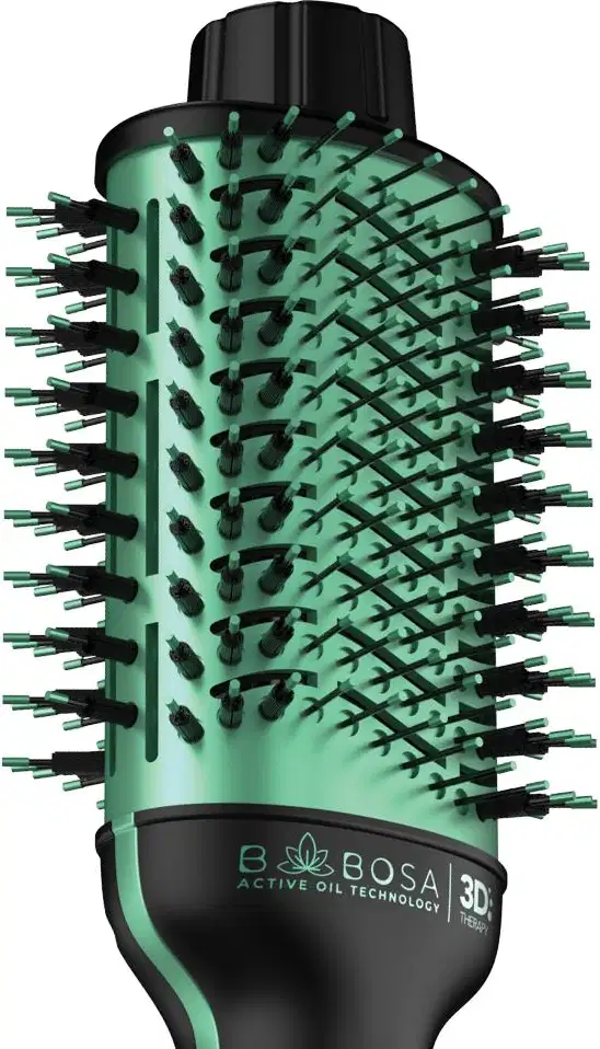 Imagem da escova de cabelo elétrica da marca GA.MA Italy, com foco nas cerdas.