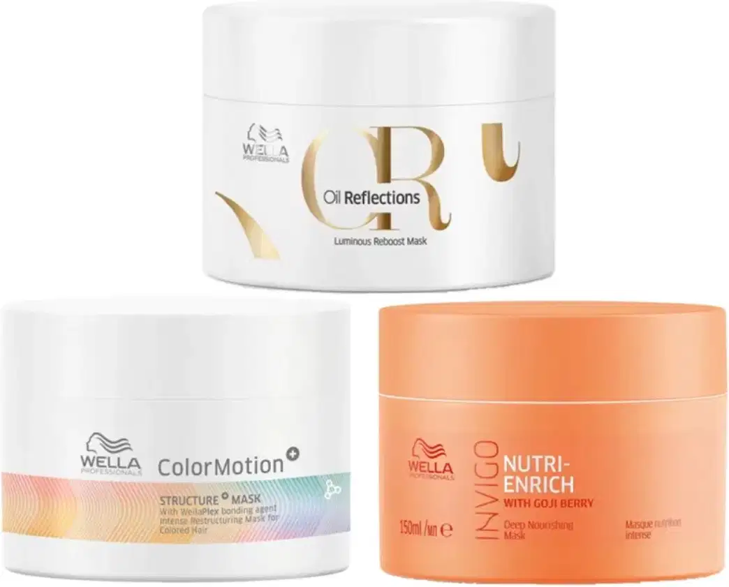 Três máscaras de tratamento, cada uma com 150ml.