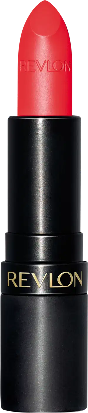 Batom em bala com embalagem toda preta e "Revlon" escrito em dourado.