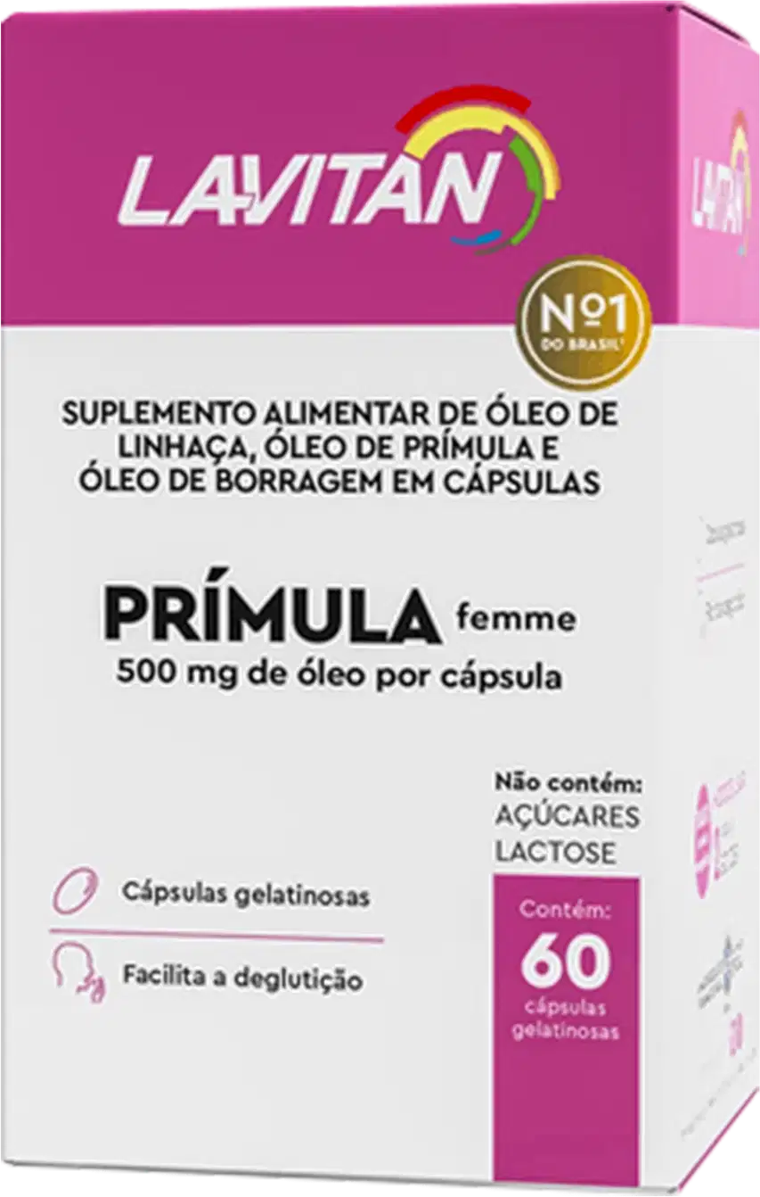 Cimed Lavitan Suplemento Alimentar Prímula Femme 500mg de Óleo por cápsula - 60 Cápsulas Gelatinosas
