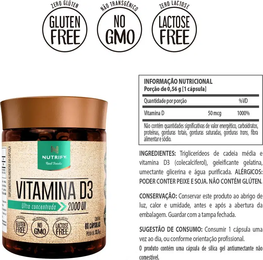 Tabela nutricional do produto.