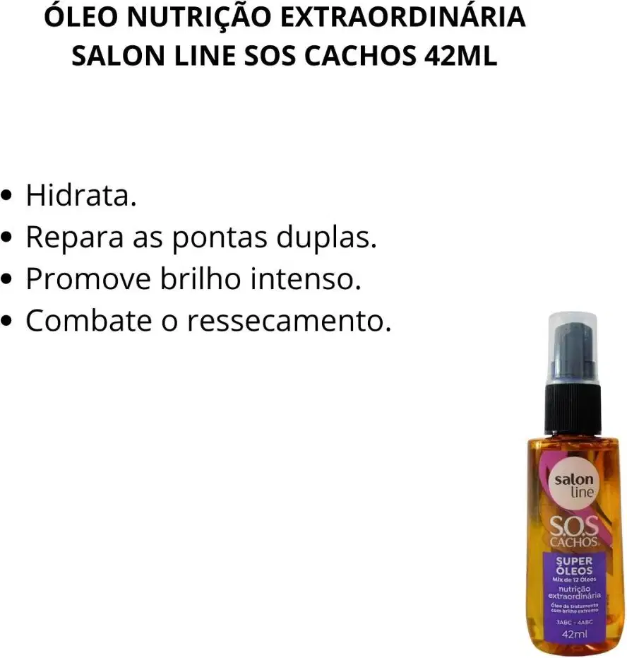 Óleo Capilar Salon Line S.O.S Cachos Super Óleos. Volumetria de 42ml.