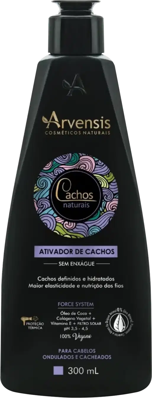 Ativador de cachos Cachos Naturais Ondulados e Cacheados de Arvensis. Volumetria 300ml