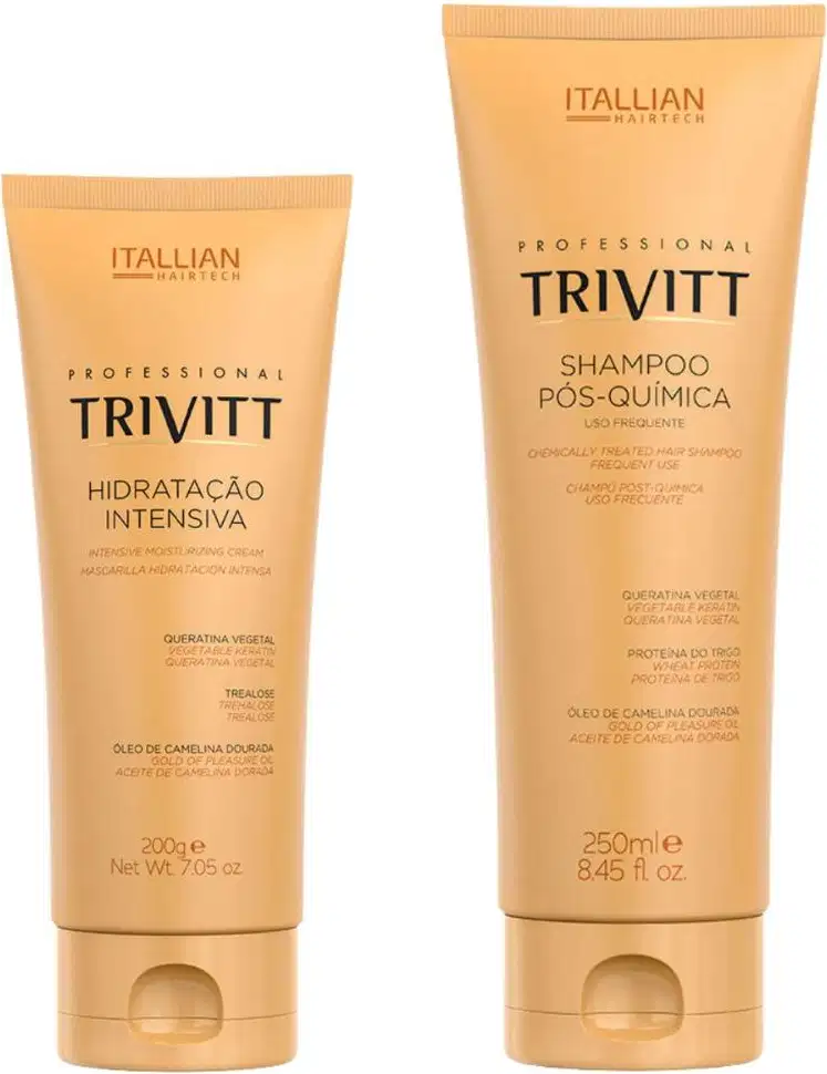 Máscara capilar de hidratação intensiva de 200g e shampoo pós-química de 250ml