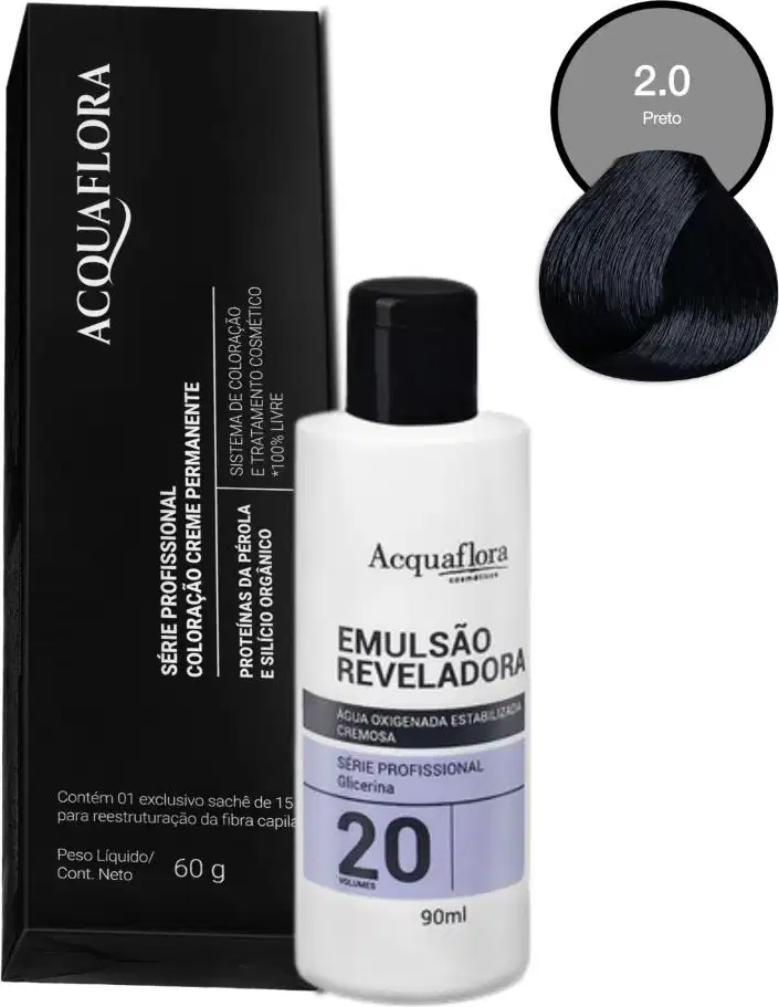 Coloração Acquaflora 2.0 60g + Água Oxigenada 20 Volumes 90ml